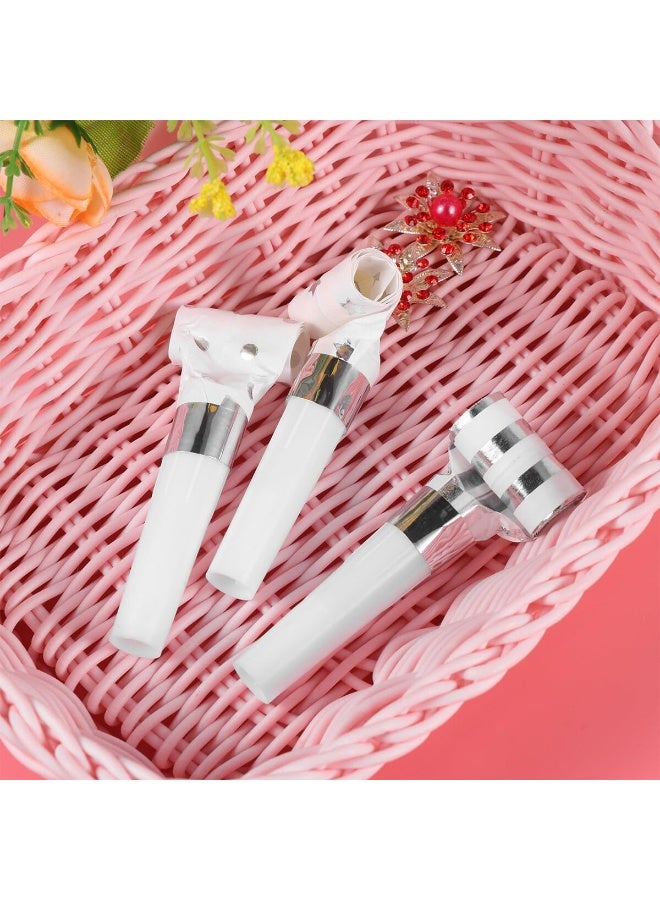 30Pcs Party Blowers, Party Blowers for Kids, Party Blowouts, Party Noise Makers Horns, Whistles with Automatic Roll-out, Birthday Blowers, Noisemakers Blow Horns Party Whistles Favors for Birthday, New Years Events (Silver/White) - Image 4